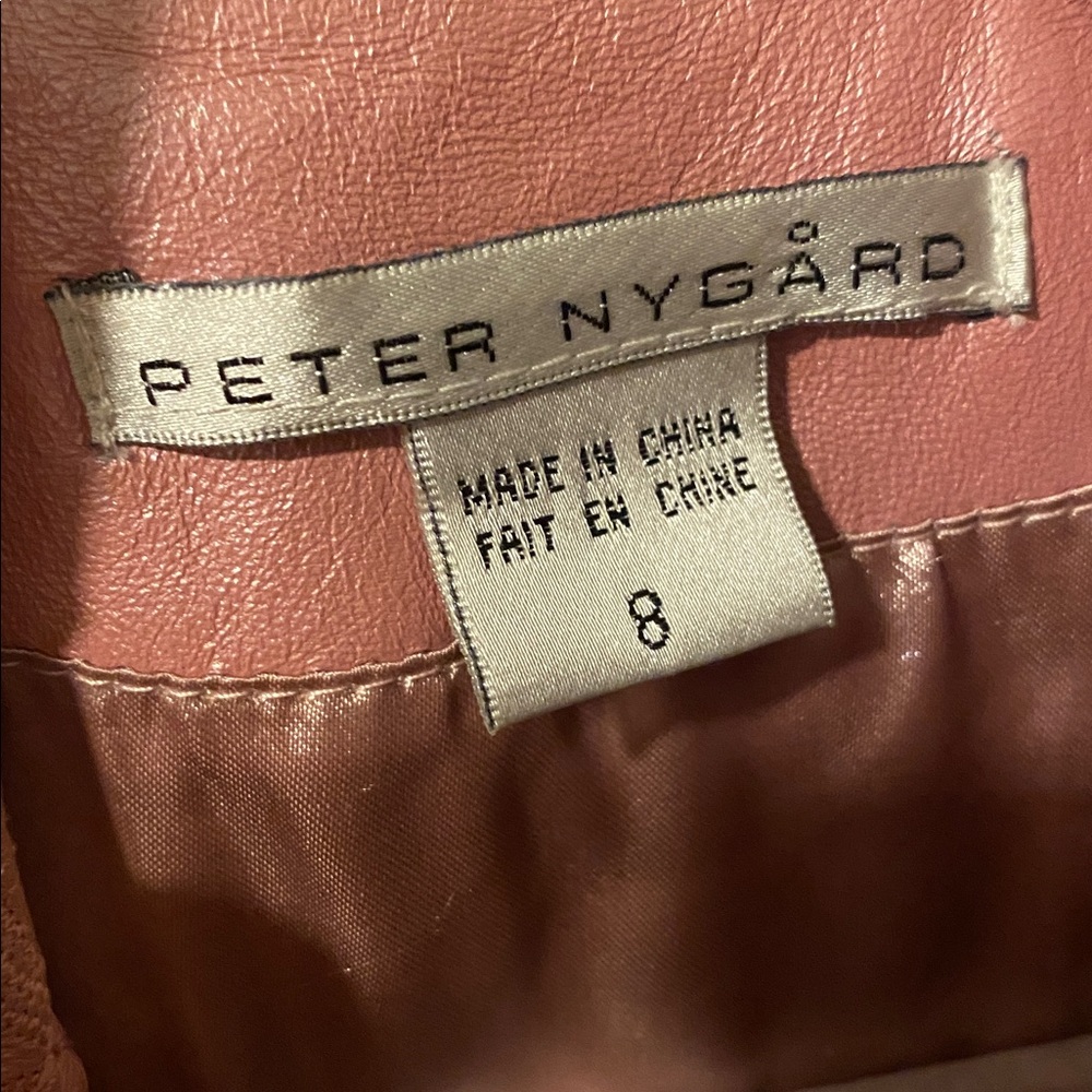 Peter Nygård Cropped Leather Jacket 3/4 Sleeve Embossed Biker Vintage Size 8 - Picture 2 of 11